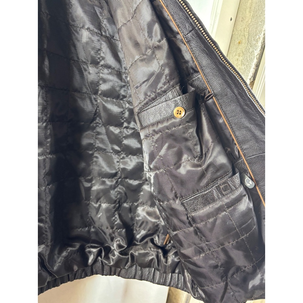 ST JOHNSBAY Mens Dark Brown‎ Genuine Leather Bomber Jacket Lined Size XXL - Picture 5 of 6